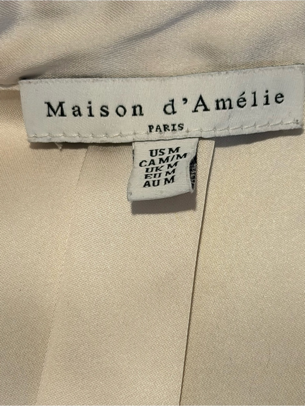 *Maison d’Amélie Paris Satin Tie Neck Sleeveless Blouse Med-Ivory Quiet Luxury - Picture 9 of 13